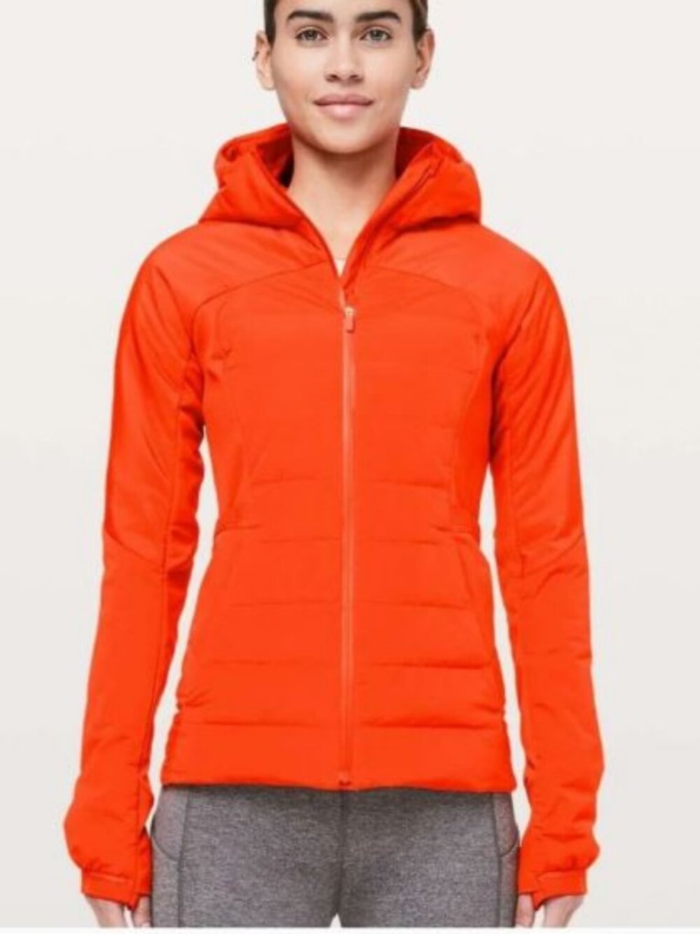 lululemon athletica Orange Puffer Down For it All Running Jacket